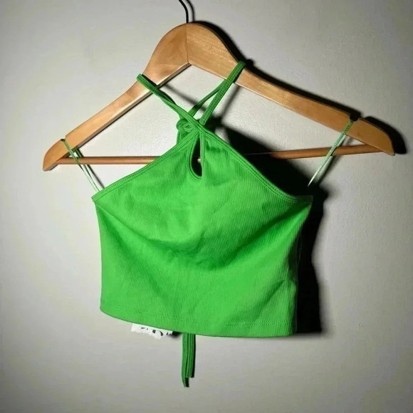 NWT ZARA green cropped top S - Picture 3 of 7